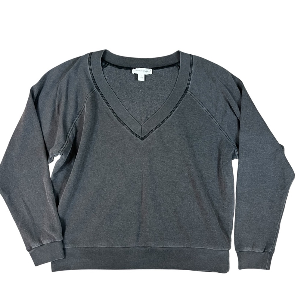Treasure & Bond NWT Large Wash Black/ Charcoal V-Neck Cropped Pullover Sweater